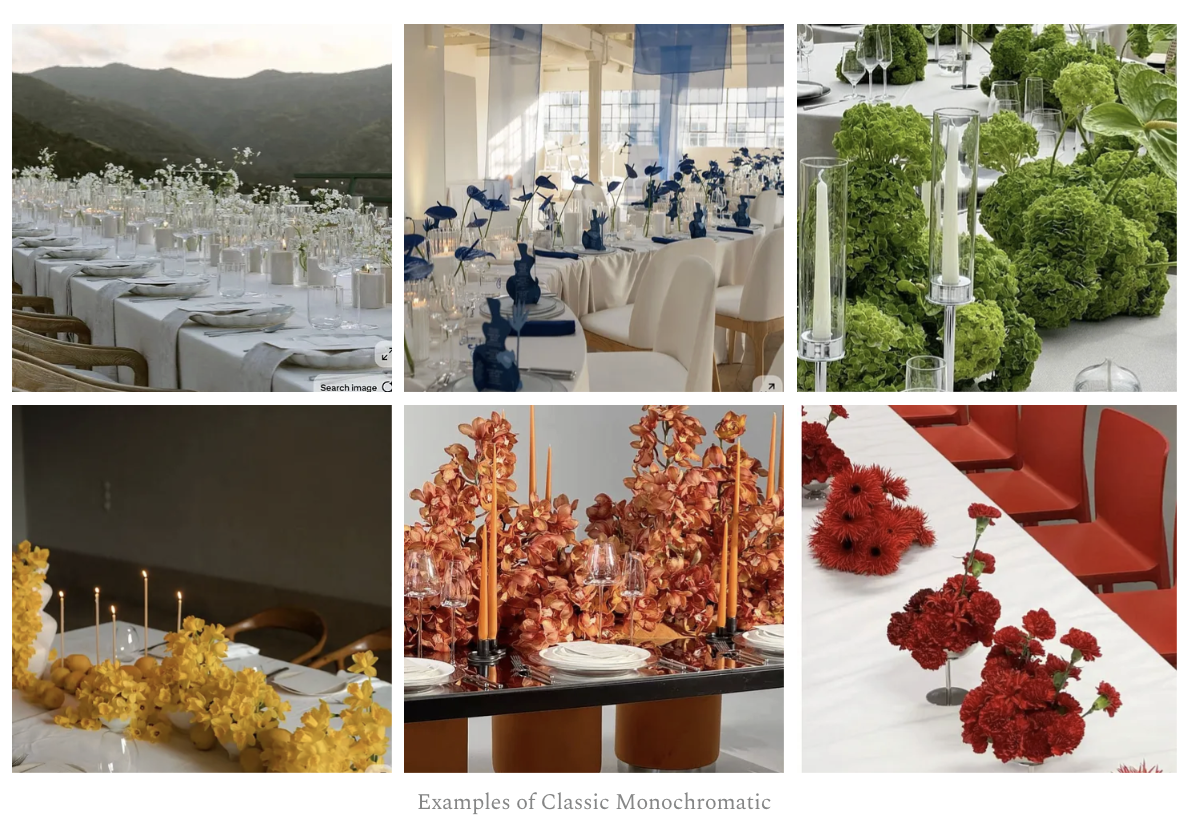 examples of classic monochromatic wedding event design