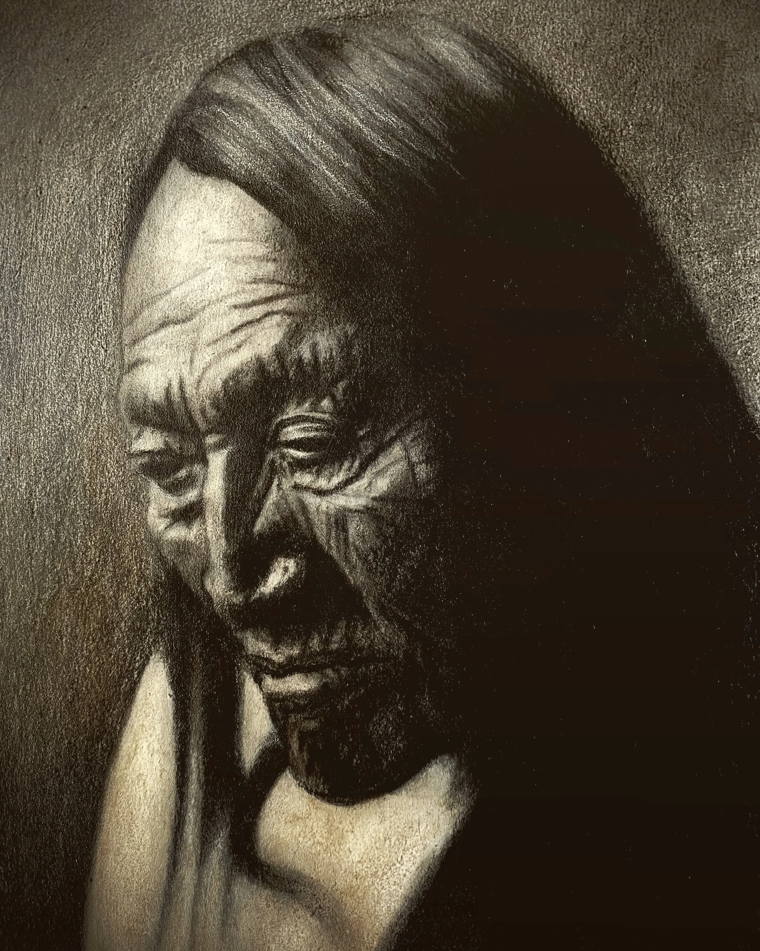 Chief Two Strike (Brule' Lakota)  Charcoal study based on a photo by Edward Curtis.