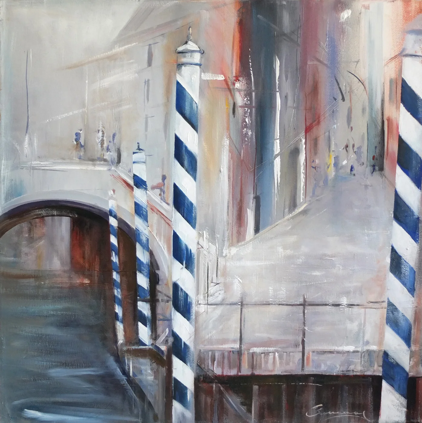 "VENICE MIST", BLUE MOORING POLES WITH ARCH, VENICE