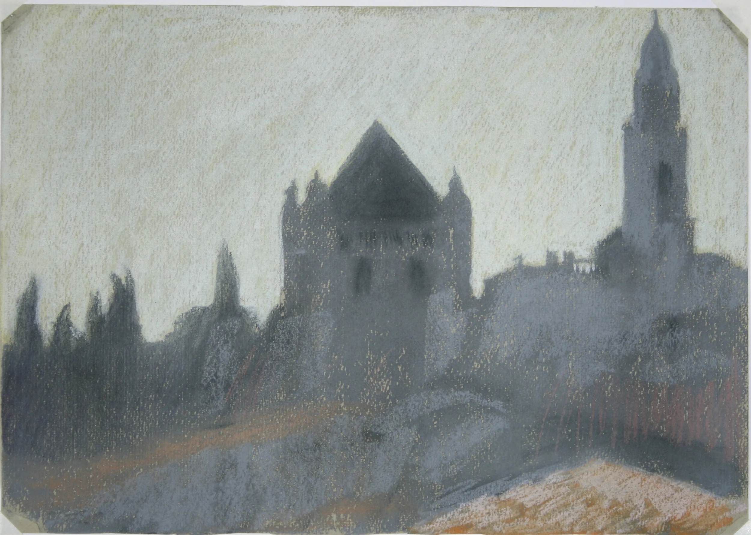 Armenian Monastery in Jerusalem chalk drawing