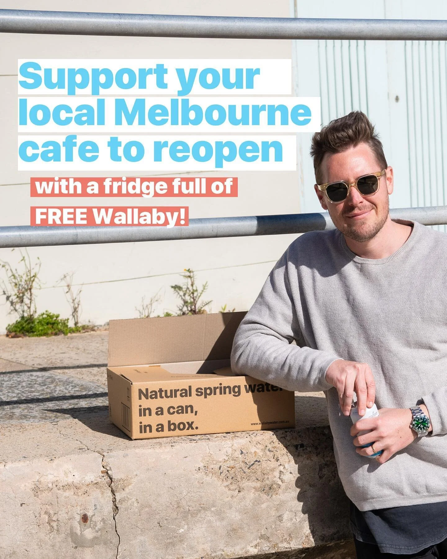 Tag your favourite Melbourne cafe or retailer and let them know you're here to support them with a fridge full of FREE Wallaby Water! 🙌💦

We're giving away 400 cases of our 375ml canned spring water (or nearly 10,000 cans) to venues across Melbourne and regional Victoria that need support when they reopen. Enter now at wallabywater.com.au for the chance to send a fridge full of delicious spring water to your favourite local! Entries close on the 30th of September at 11:59PM AEST.

Full details via our website &ndash; www.wallabywater.com.au/supportvictoria