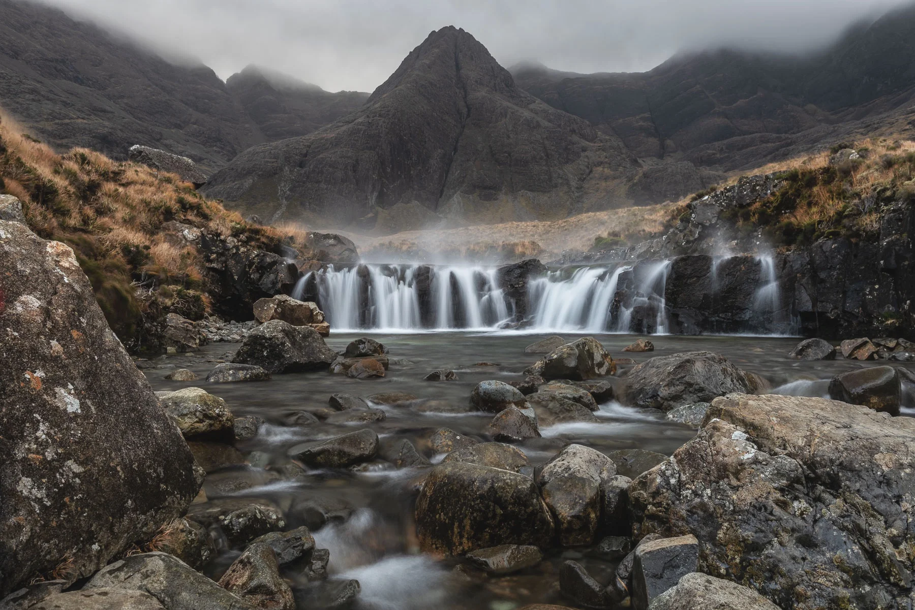A timely gust of wind added a little more drama to this shot at the Fairy Pools, Isle of Skye