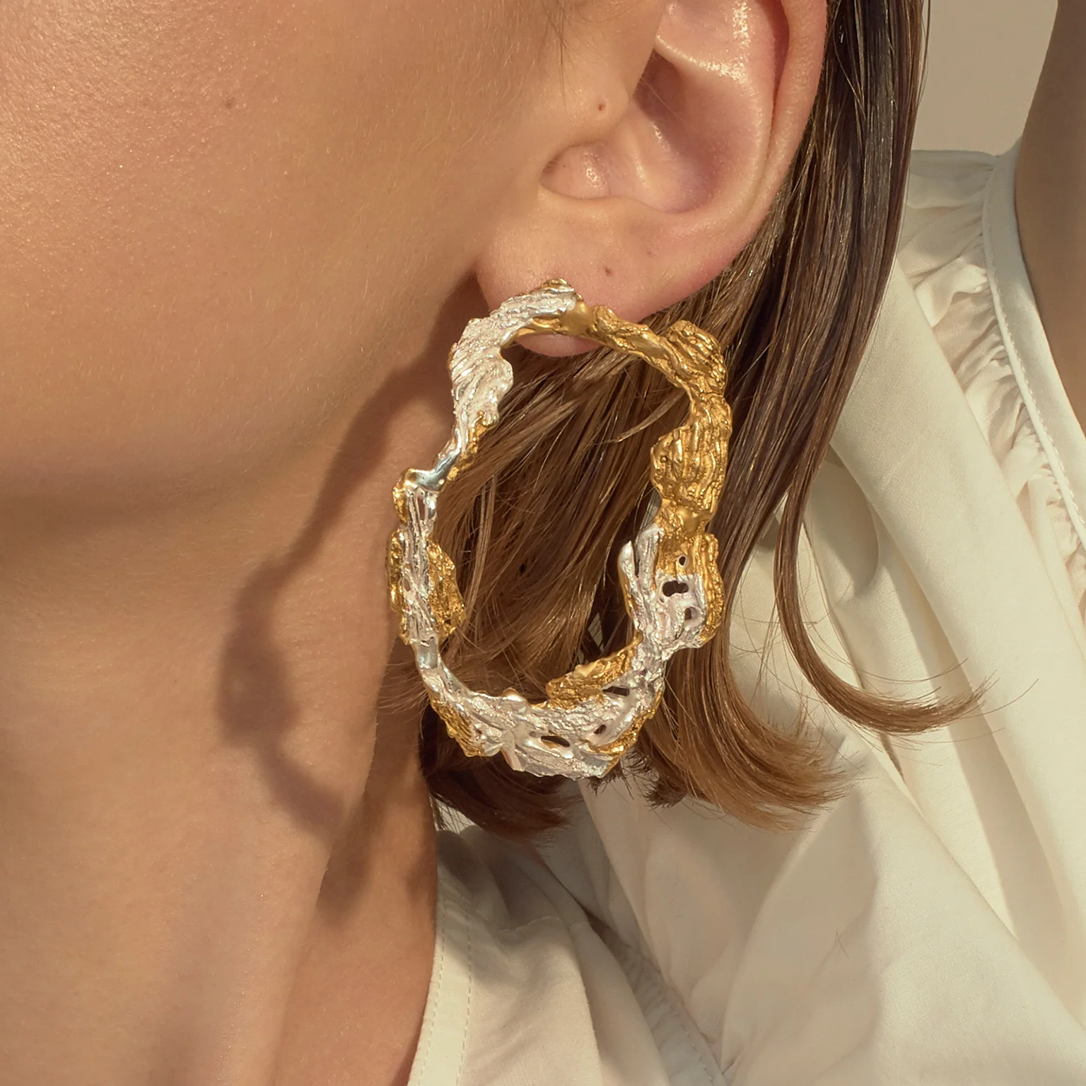 Loveness Lee Dzovag Earrings closeup Trans-natural Collection