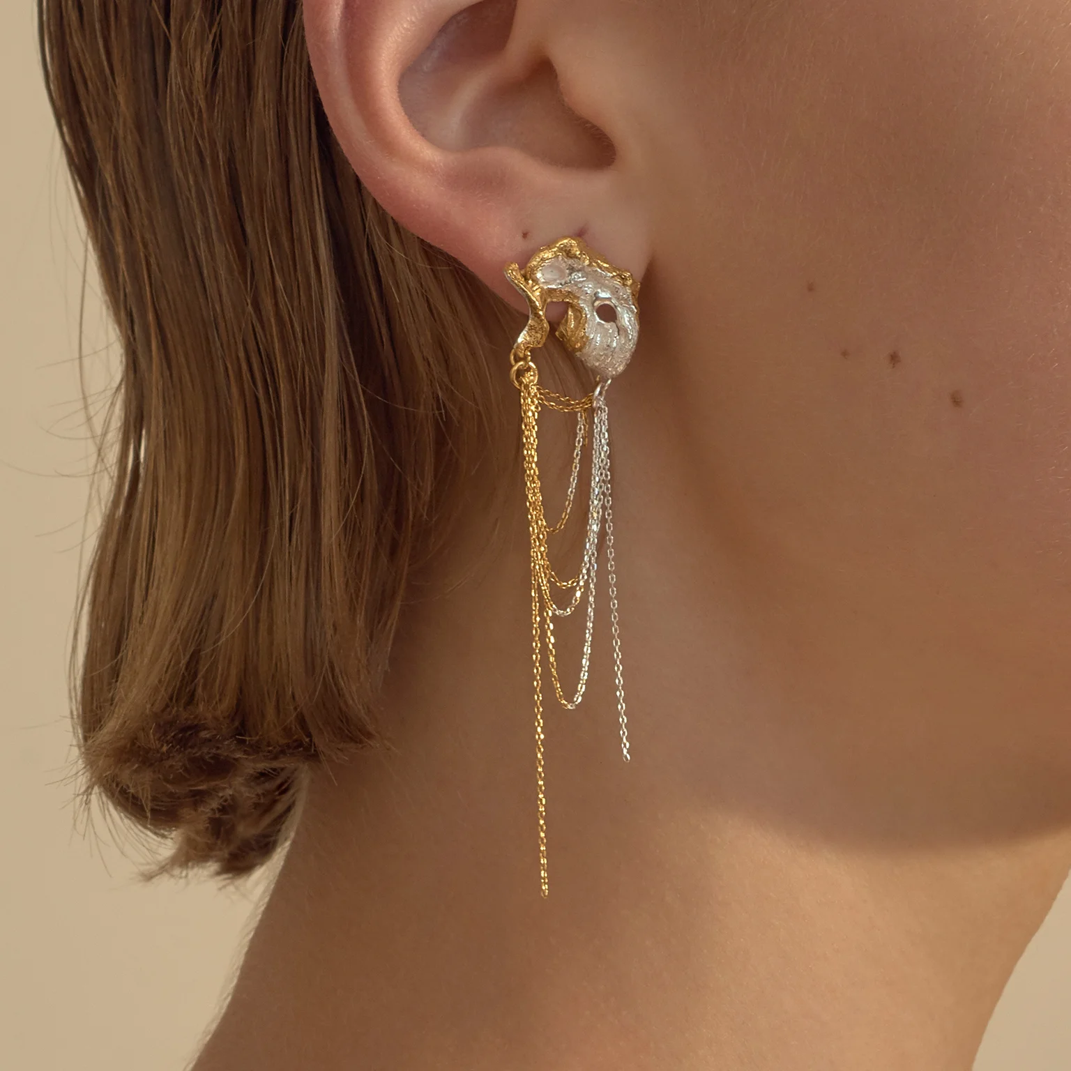 Loveness Lee Orion Earrings closeup Trans-natural collection Model