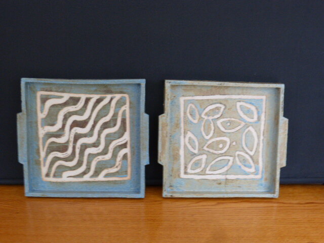 Square dishes with handles.  SOLD