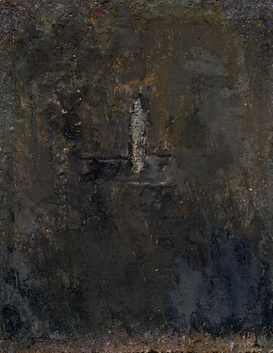  2025, acrylic, modeling paste, and ink on paper 8 × 6 inches 