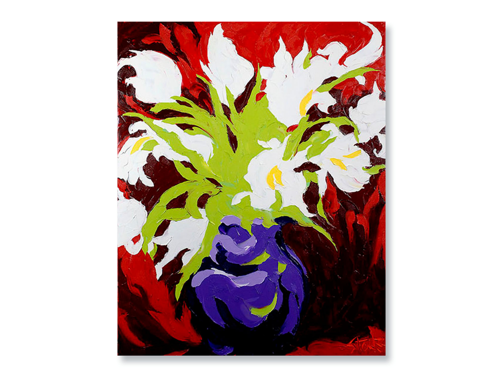 WHITE TULIPS ON RED