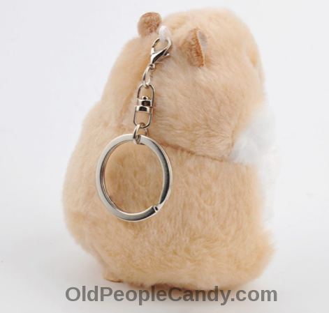 A key chain of a life-size toy hamster