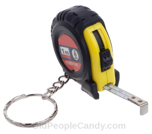 A mini measuring tape key chain