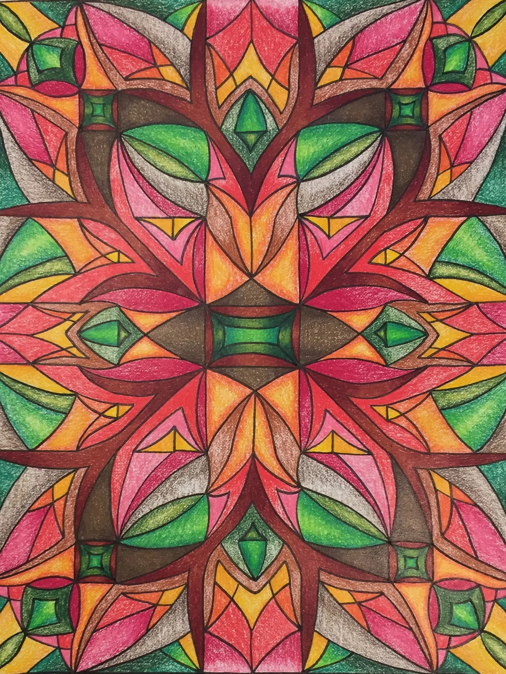Peony, 8 x 10, colored pencil and ink on paper, 2017, $150 unframed