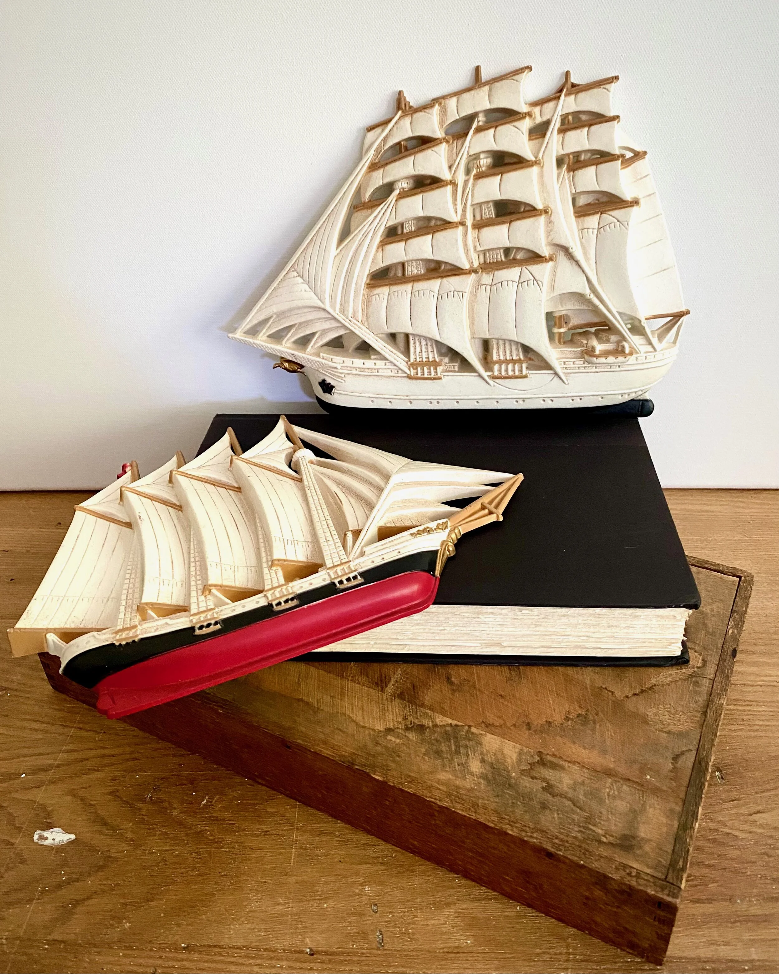 Set of Two Vintage Schooner Wall Hangings