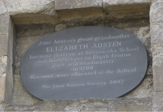 Fig. 7: Plaque to Elizabeth Weller Austen, Sevenoaks School