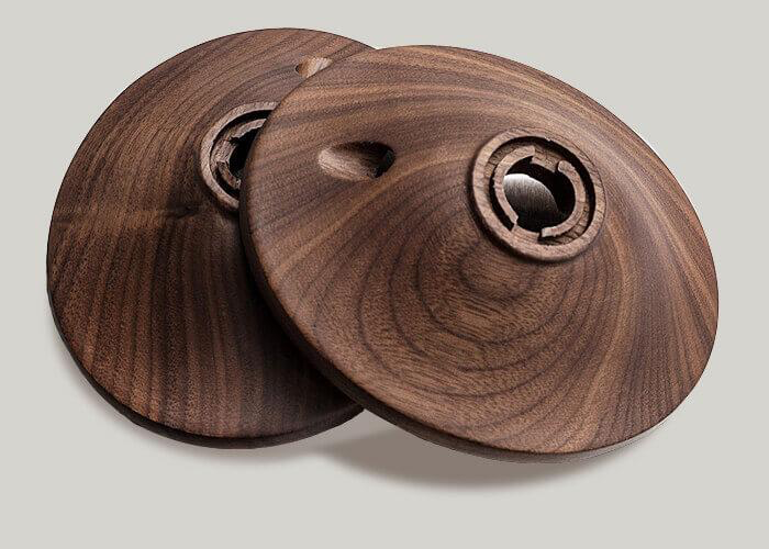 Each wooden ear-cup of the 99 Classics is precision carved on a CNC machine and then hand finished and polished