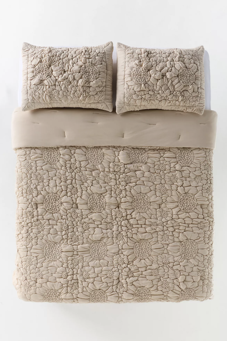 Couvre-lit matelassé floral en jersey de coton Dahlia