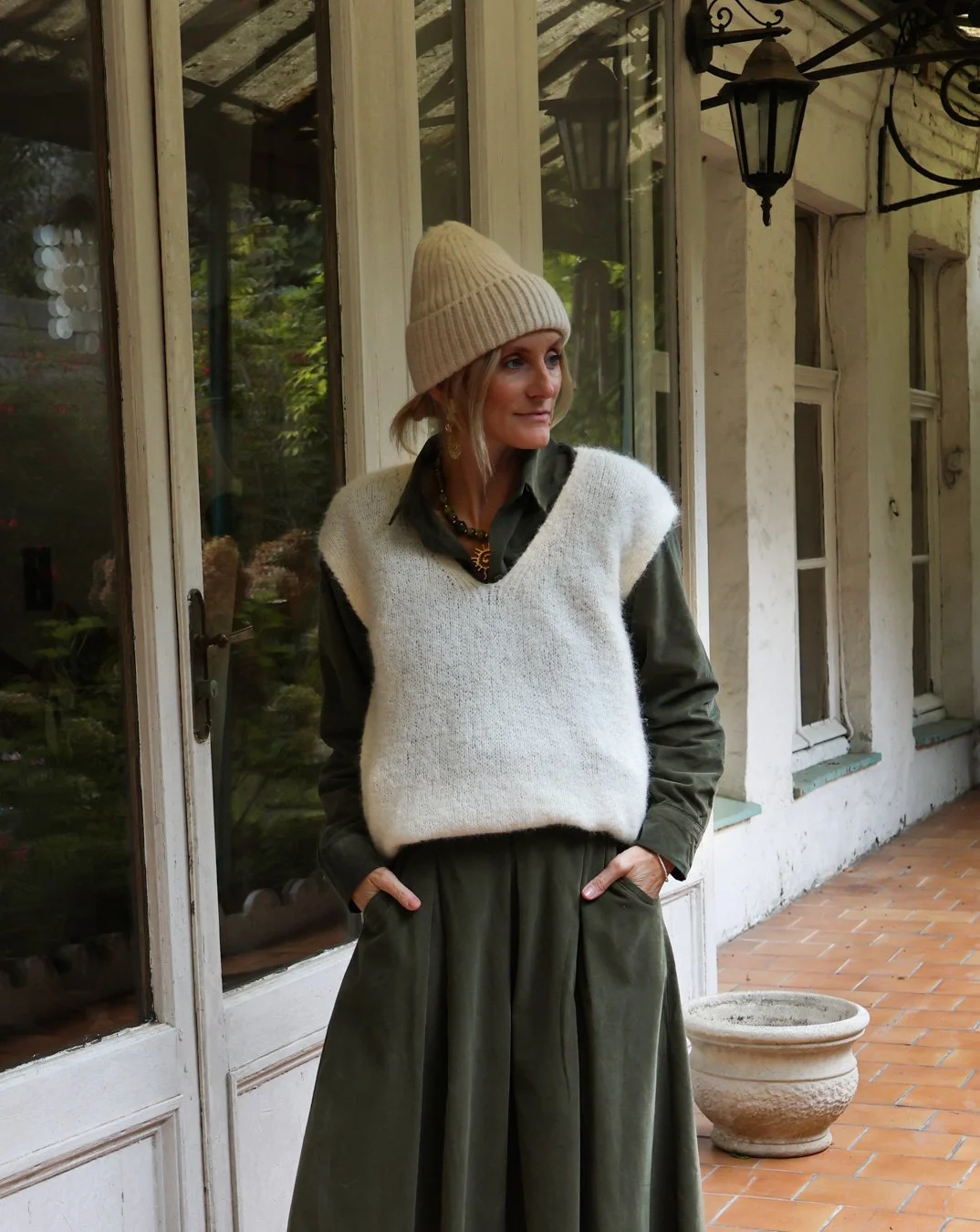 Pull sans manches FINLANDE écru