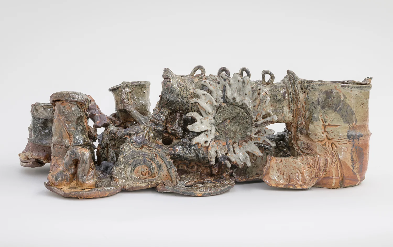 Caterpillar Engine reduced stoneware shino and ash glazes 2018 57x28x30cm