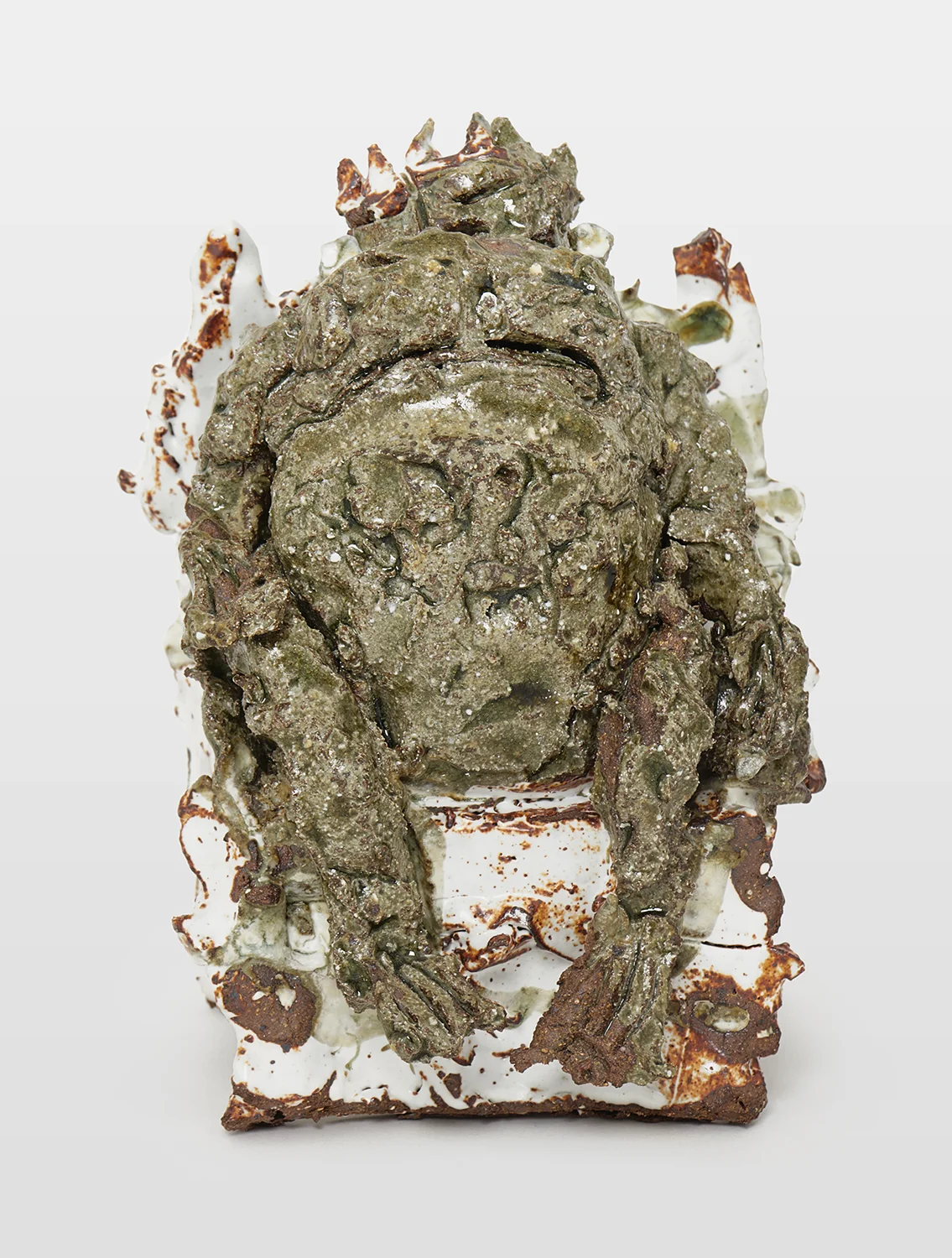 Frog reduced stoneware shino & ash glazes 2018 12x20x12cm