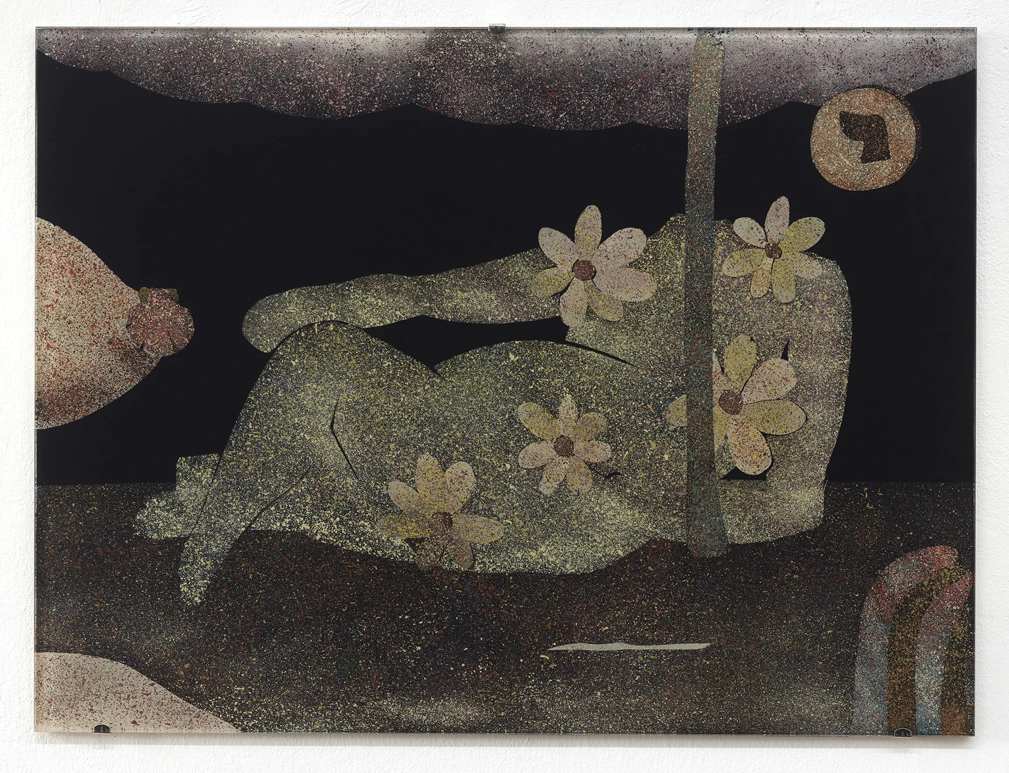 Brothel for nurserymen in the desert hinterglasmalerei acrylic on glass 2018 70x60cm