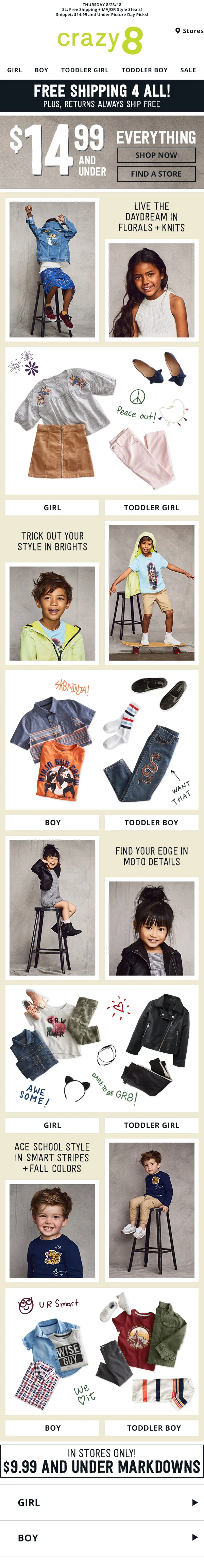 crazy 8 children's clothing store