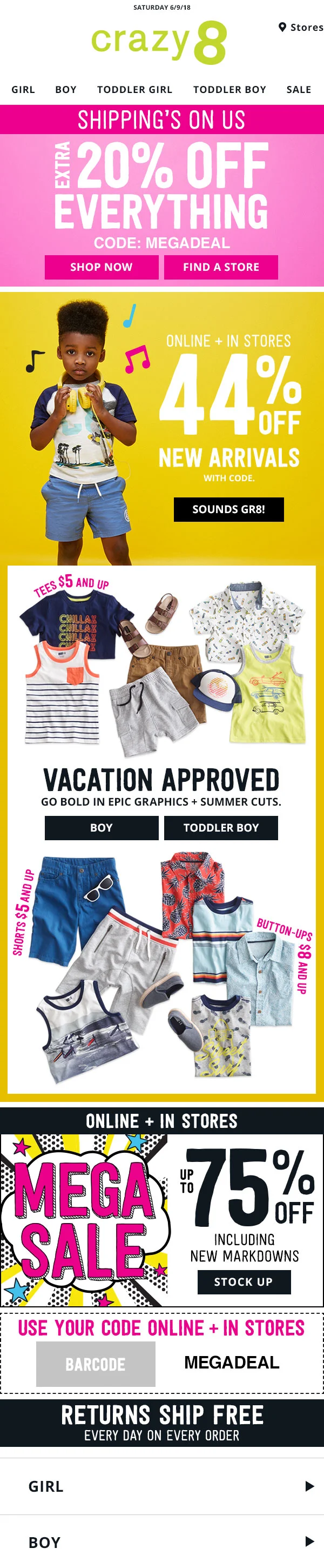 crazy 8 children's clothing store