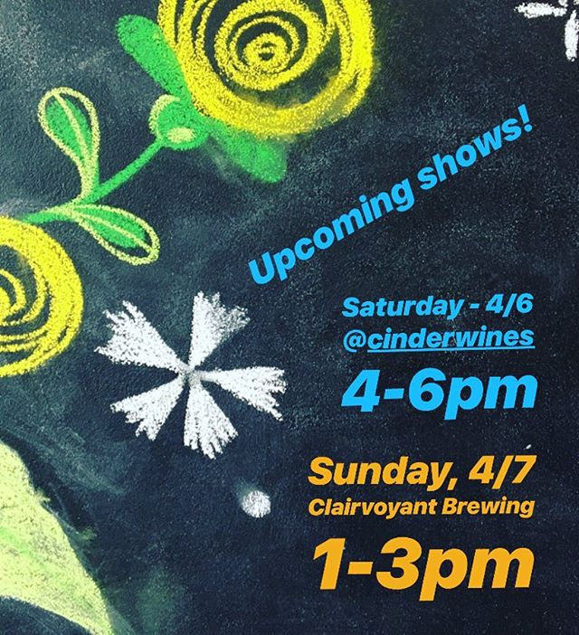 Are you ready for the weekend! Come join us for some beautiful spring tunes! 
@clairvoyantbrewing @cinderwines @maddyfluharty 
@august.huckabee @reclusecomics