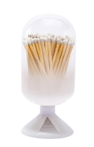 Glass Match Cloche with White Tip Matches