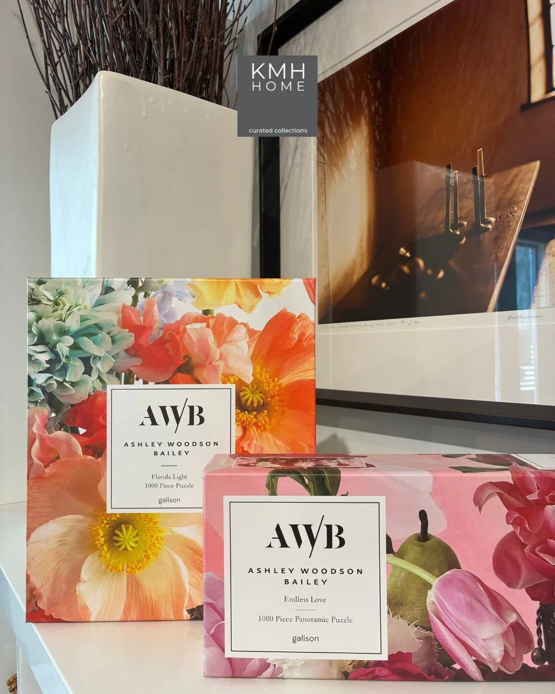 Local artist+photographer, Ashley Woodson Bailey, has her work featured on wallpaper, fabrics and puzzles. Known for her ethereal floral print, the &quot;Florida Light&quot; puzzle features florals with a light, airy feel. A perfect way to enjoy her 