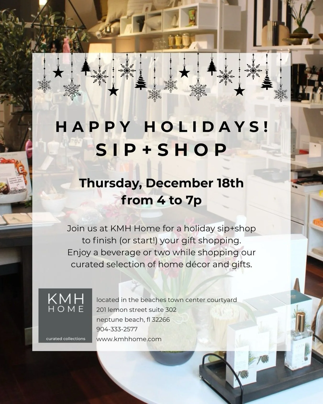 save the date and join us for a holiday sip+shop 🎄