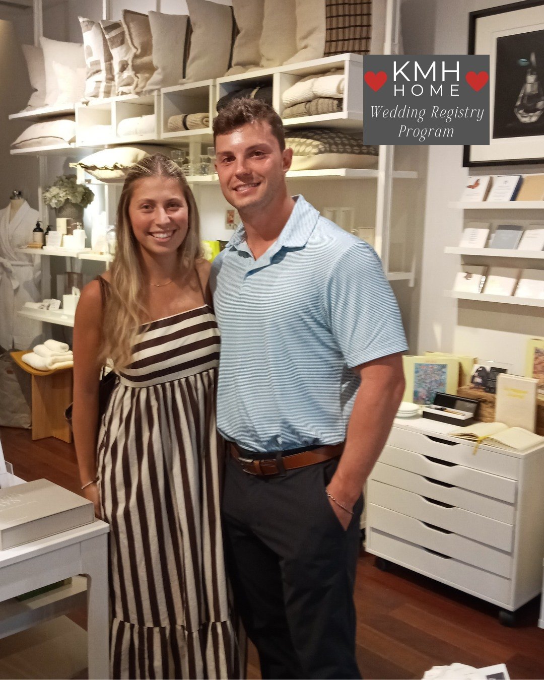 We had so much fun with Abby+Nick while making selections for their wedding registry at KMH Home! ✨💍🥂 The countdown to the big day is officially on, and we couldn't be happier for you both. 🤍