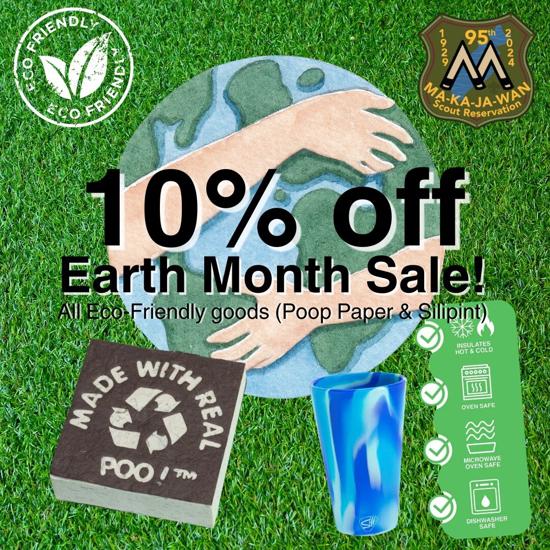 💩 Get a load of this crap... litterally! 💩

In celebration of Earth Month, some eco-friendly Ma-Ka-Ja-Wan items at the Pauly Scout Shop are 10% off through the end of April! The Poo Poo paper is made out of horse poop (not a joke, April 1st was 4 d