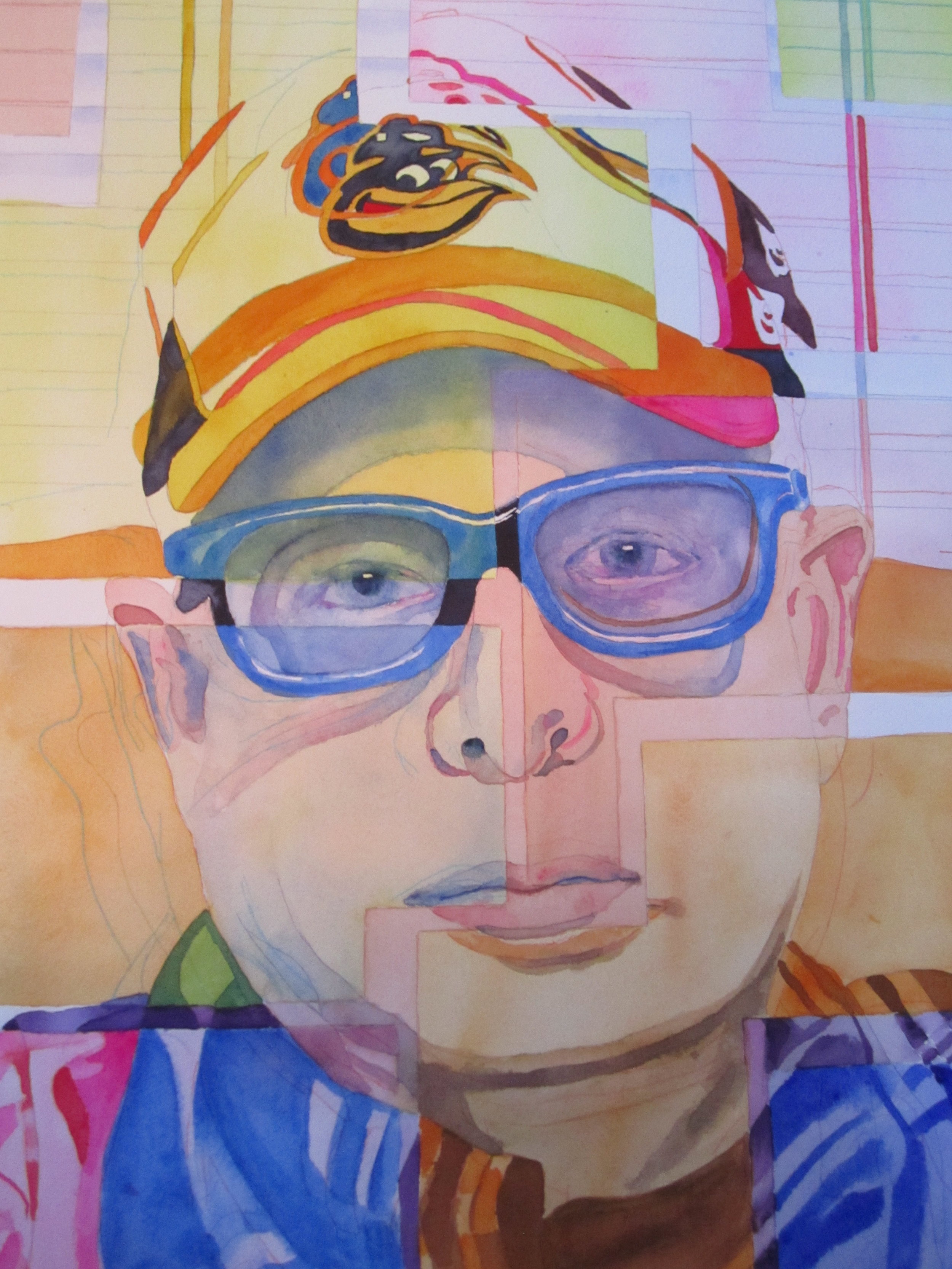  Bird's Eye View - My stepfather was a good sport posing for this painting because he is a lifelong Cleveland Indians fan. Each one of us is multifaceted. What one sees in one person may be viewed differently by another. 28”x18” - Sold 