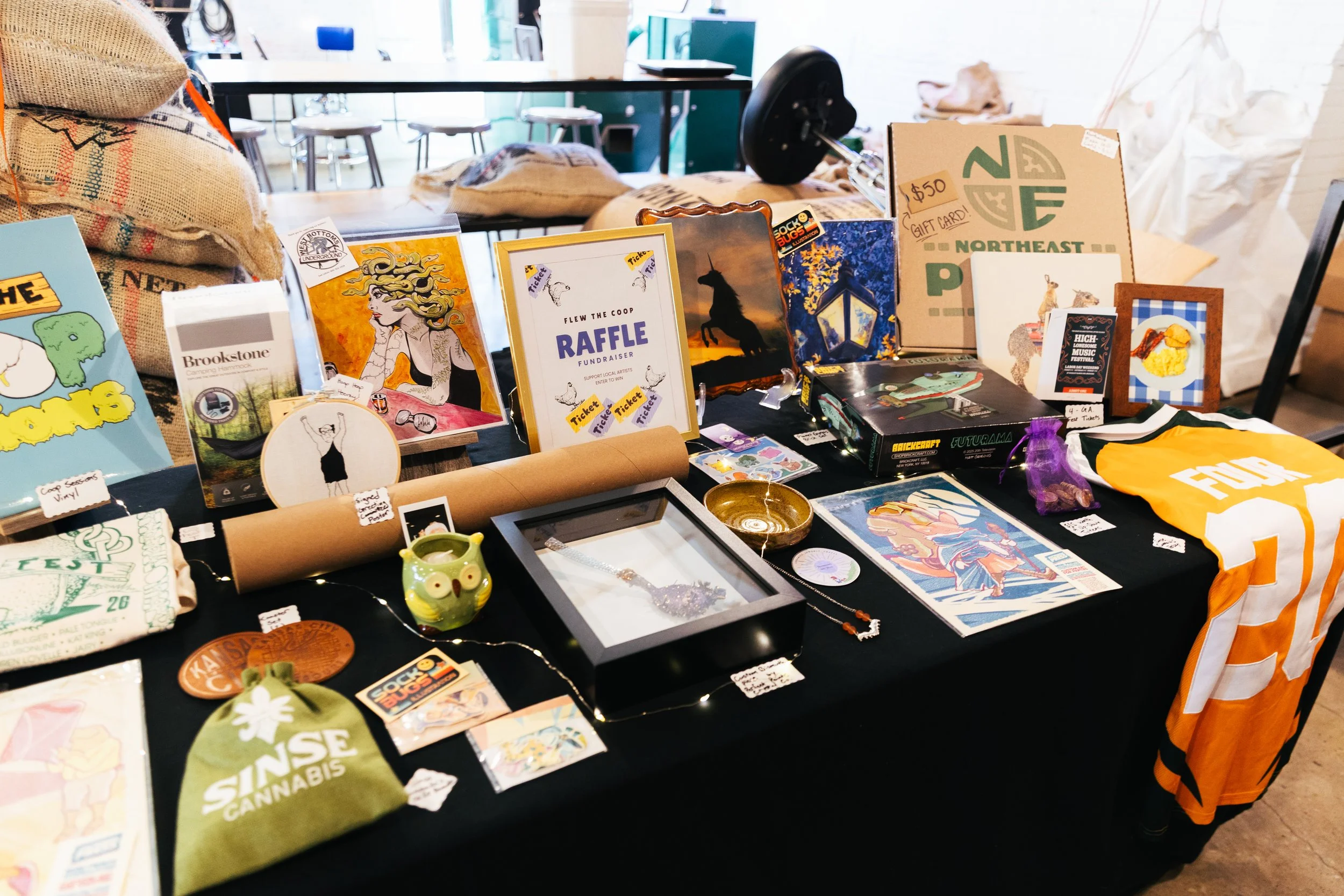 Raffle Items at Flew The Coop Fest - Photo by Haley Mullenix