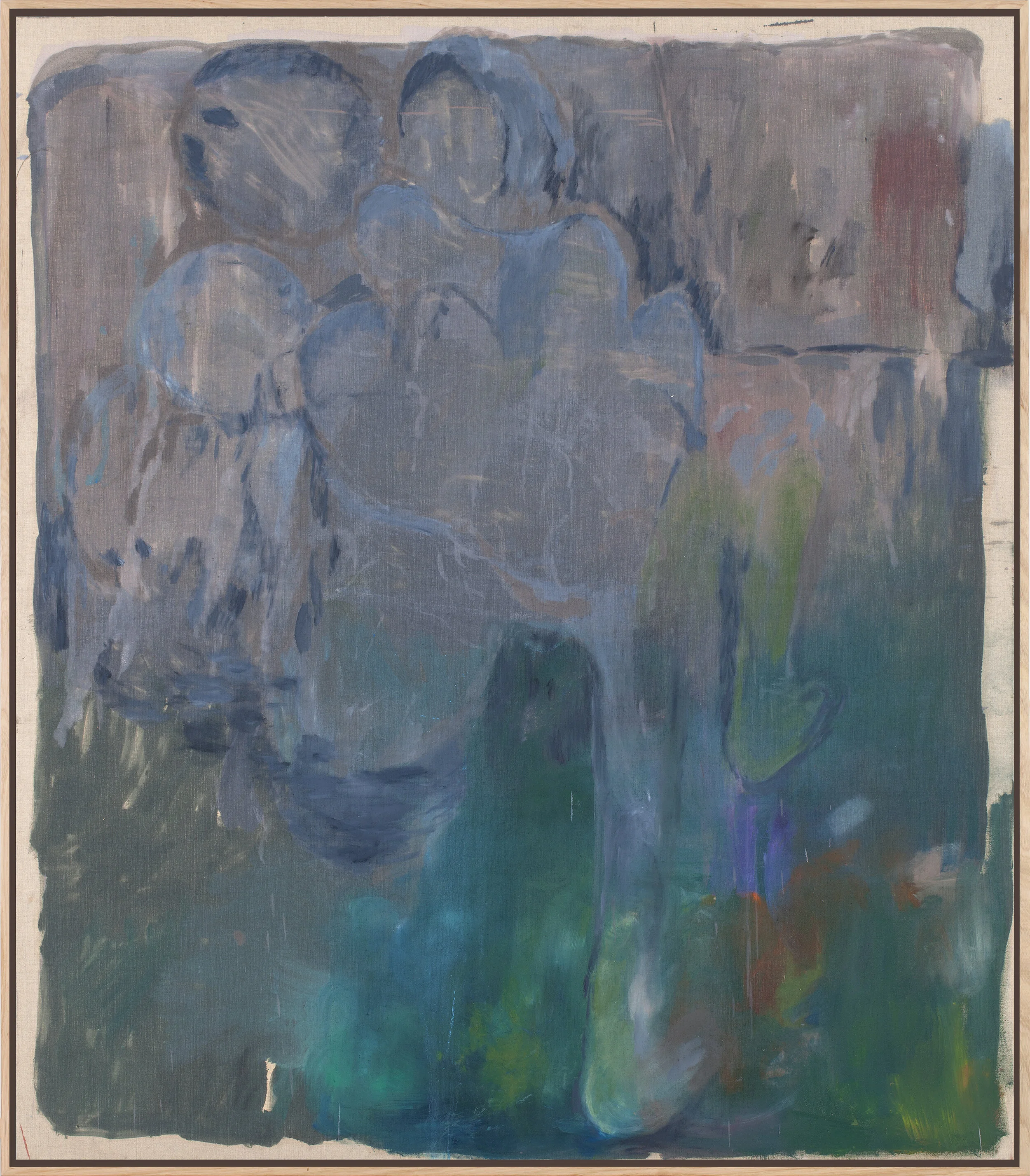 Intimate Figures Held By Presences, oil on raw linen, 150x130cm