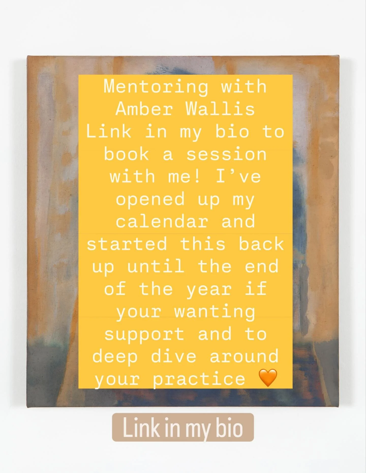 Hi all / Now that my show is done, I&rsquo;m bringing back my mentoring sessions till the end of the year - I&rsquo;ve opened up Thursdays and Fridays during school hours to chat. We will deep dive into your creative practice, we can talk out what is