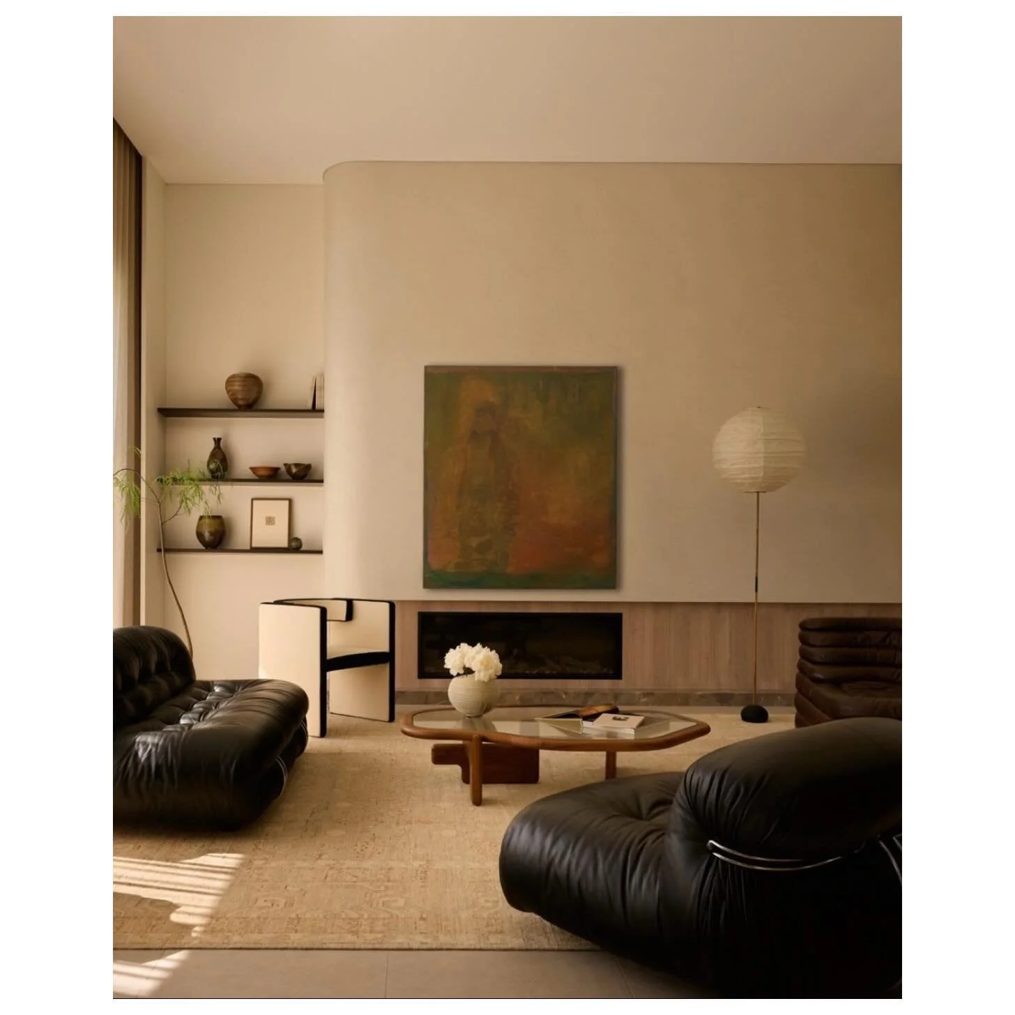 Invisible woman turned into glowing daughter 
Oil on linen 
130x150cm 
2025 

Styled by @jackmilenkovic for @stantonarchitects 

Painting through @nasha.au 

Glimpsed in @houseandgarden 

//