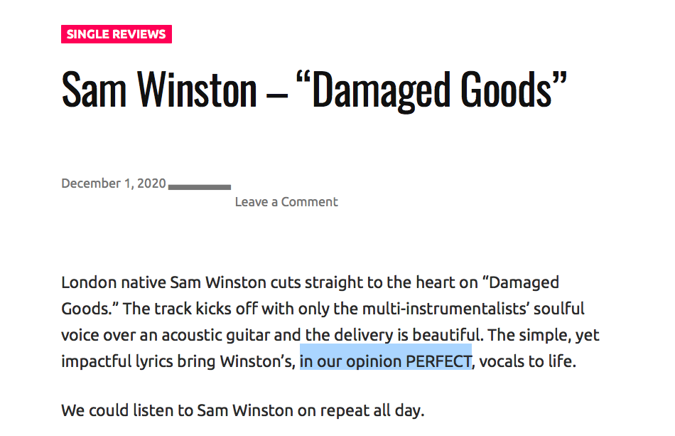 DAMAGED GOODS "cuts straight to the heart" 