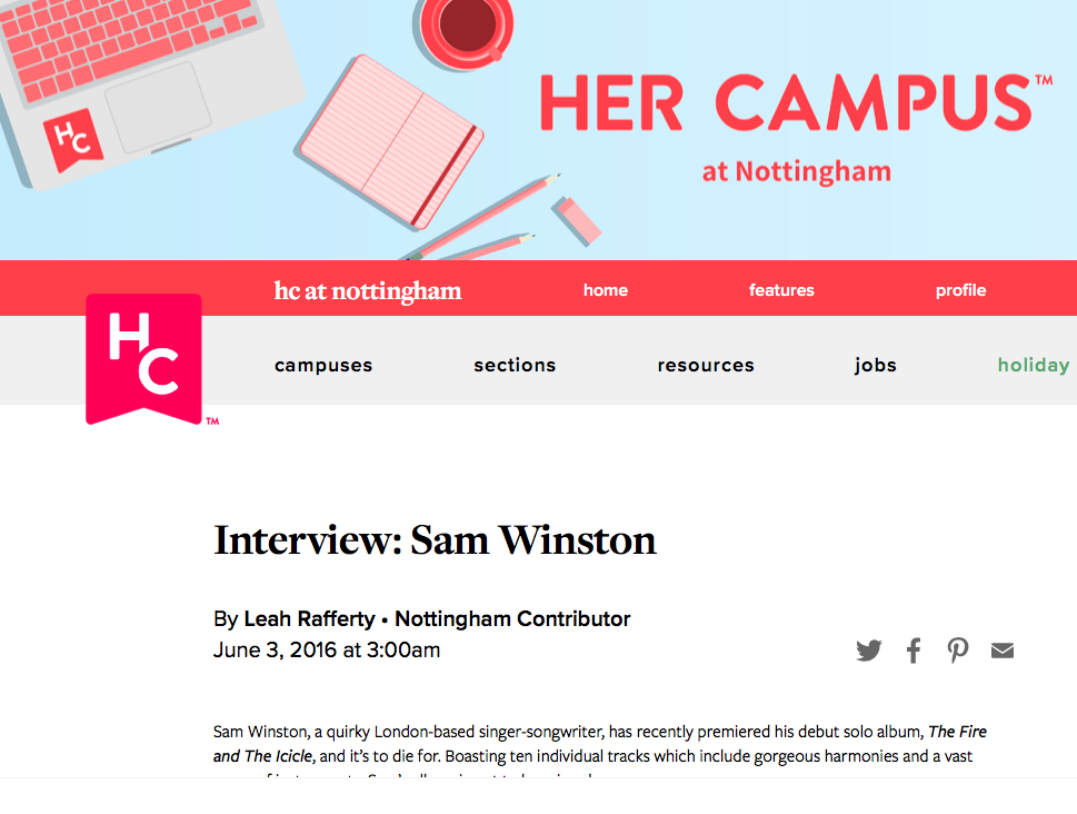 INTERVIEW - "HER CAMPUS" MAGAZINE (NOTTINGHAM UNI)