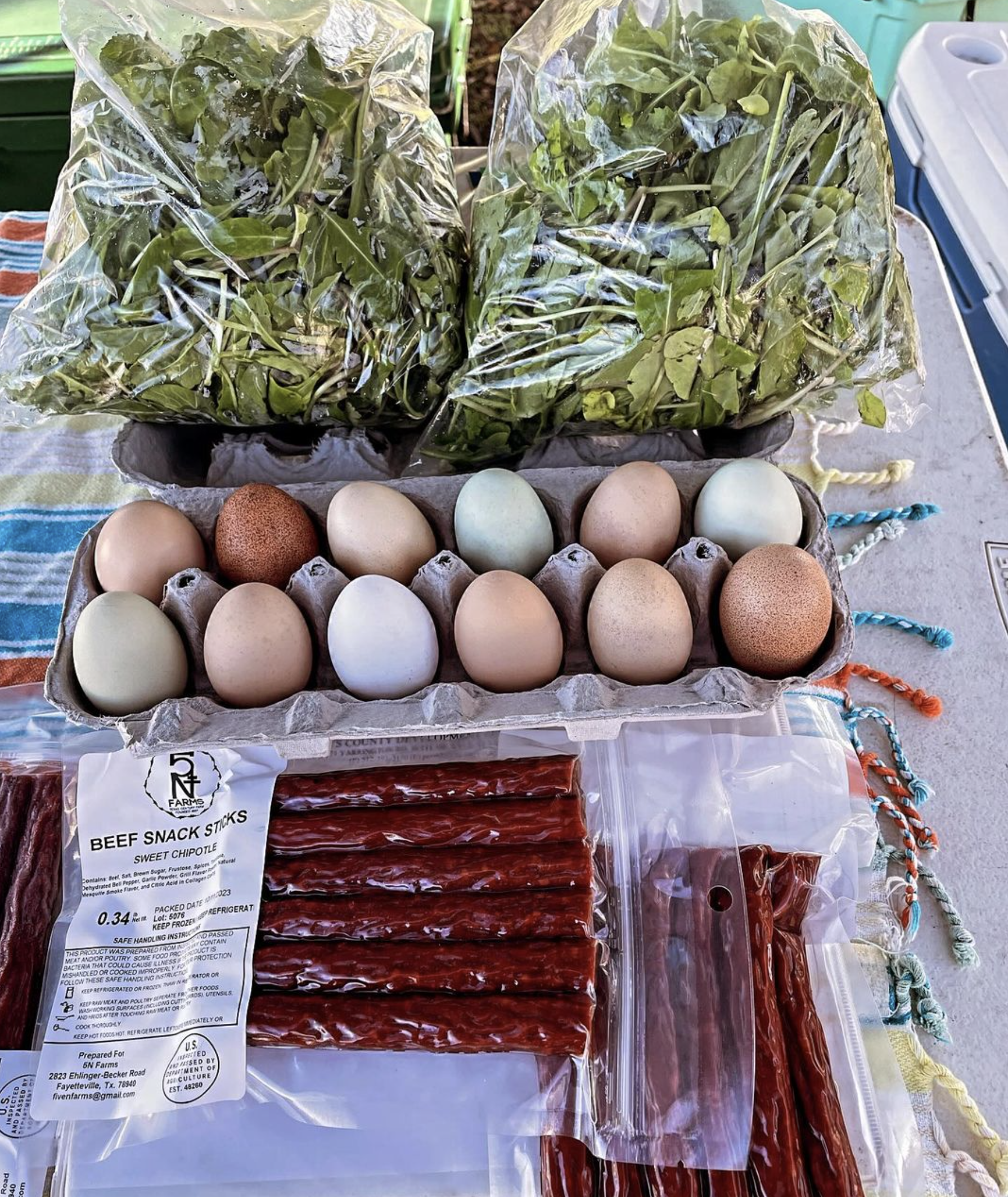 farmers markets in Central Texas — farm-raised eggs and local goods at a Hill Country market