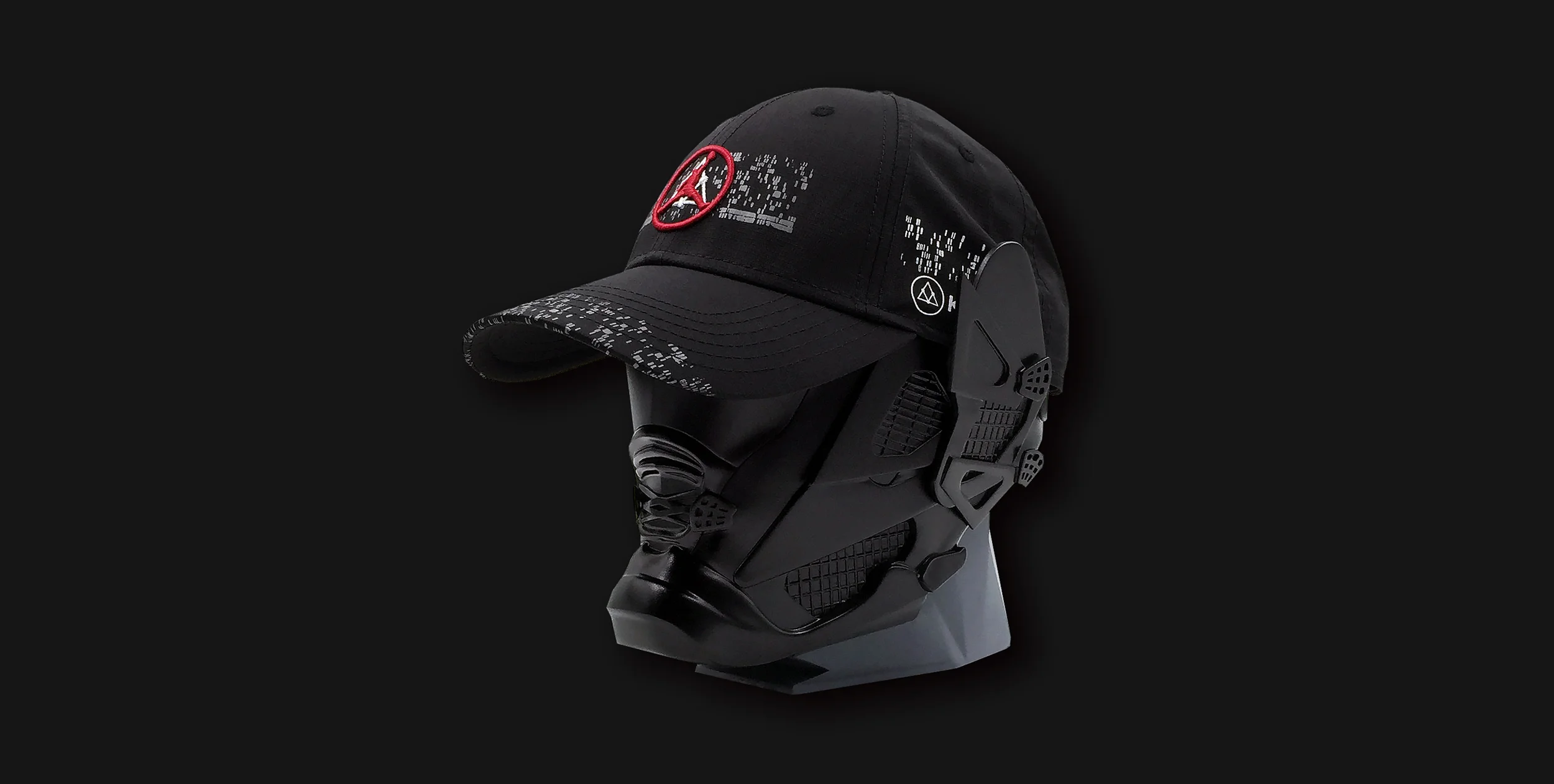 JD 4TH SQUADRON. Nike x ArtVinyl: NIKE BASKETBALL EXHIBITION. Cyborg head sculpt and themed KEIOS cap. Exhibited in Hong Kong in 2018