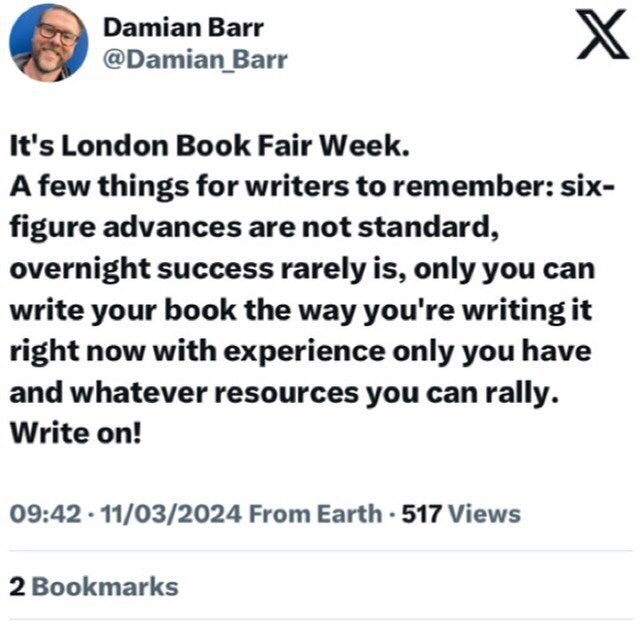 Just a wee reminder for you and your writer pals. Keep going - one word, one line, one story at a time. 

#amwritingfiction #londonbookfair #lbf24 #writingadvice #writingcommunityofinstagram