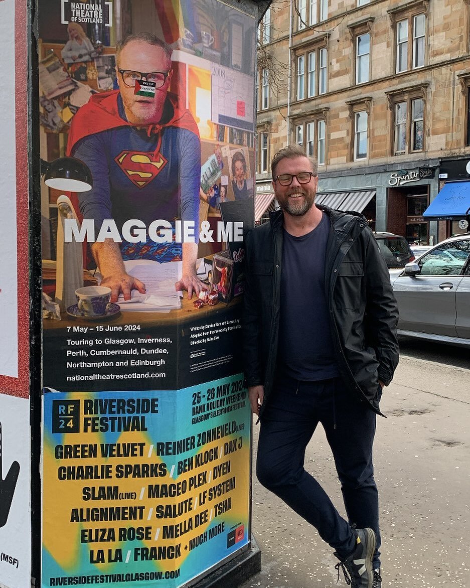 Things I never thought would happen #318529 A poster for Maggie &amp; Me! Out in the wild in Glasgow. Thank you @ntsonline and to the nice person who captured me dancing still. Look, @thatgarylamont it&rsquo;s you/me!

#maggieandme #westendglasgow #n