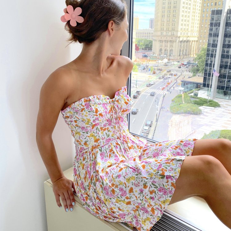 PRETTY IN PINK FLOWER MINI DRESS — Colorful Natalie