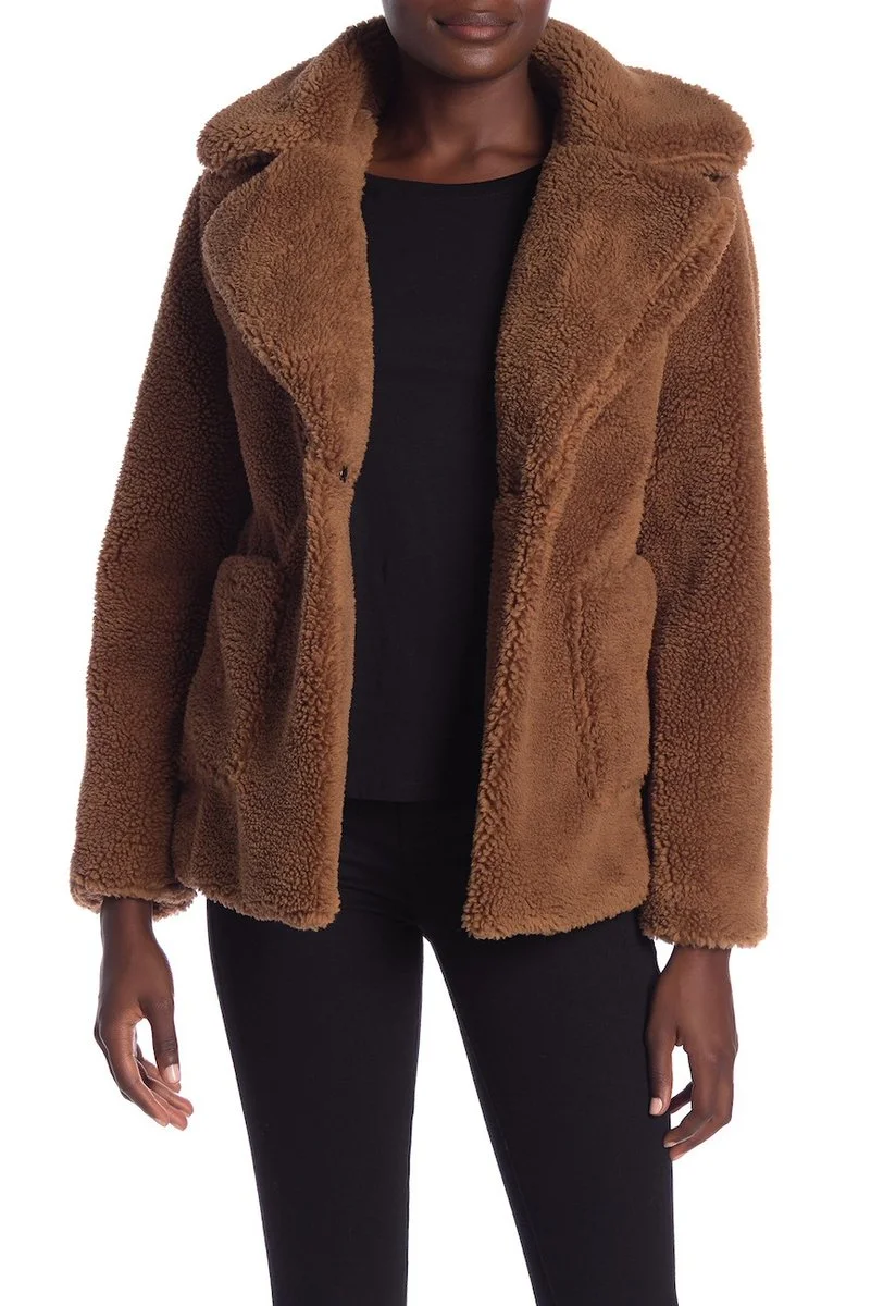 WOMEN'S SEBBY TEDDY FAUX SHEARLING JACKET FOR $34.98