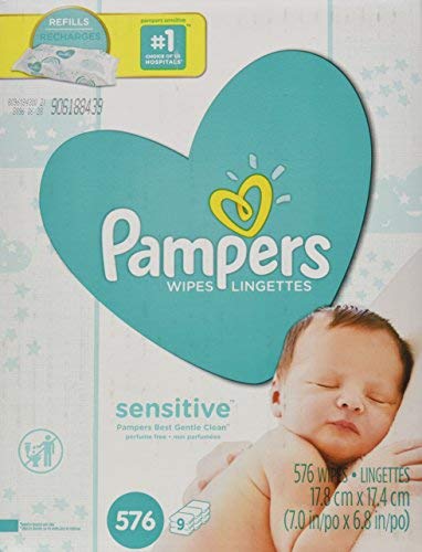 576 SENSITIVE WATER-BASED BABY DIAPER WIPES FOR $13.86