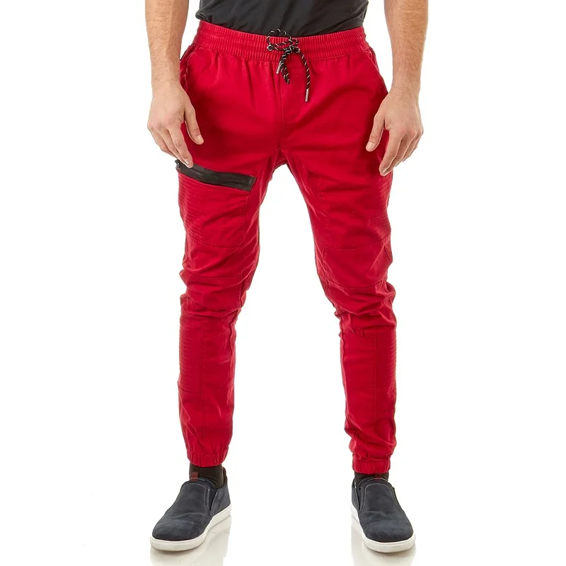 MENS STRETCH JOGGERS WITH STITCHED MOTO PANELS STARTING AT $9.99