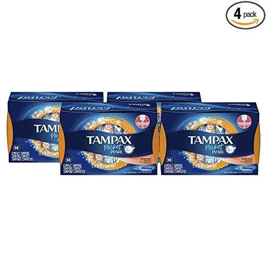 144 COUNT OF TAMPAX POCKET PEARL TAMPONS FOR $22.49