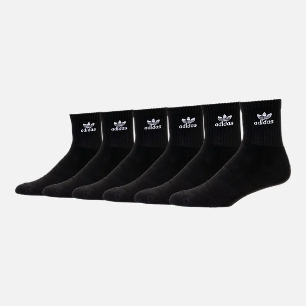 ADIDAS TREFOIL CUSHIONED 6-PACK QUARTER-LENGTH SOCKS FOR $10.00
