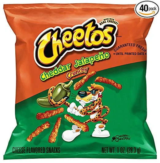 40 BAGS OF CHEDDAR JALAPEÑO CHEETOS FOR $8.89