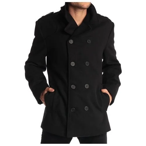 MENS WOOL BLEND DOUBLE BREASTED PEACOAT FOR $25.49