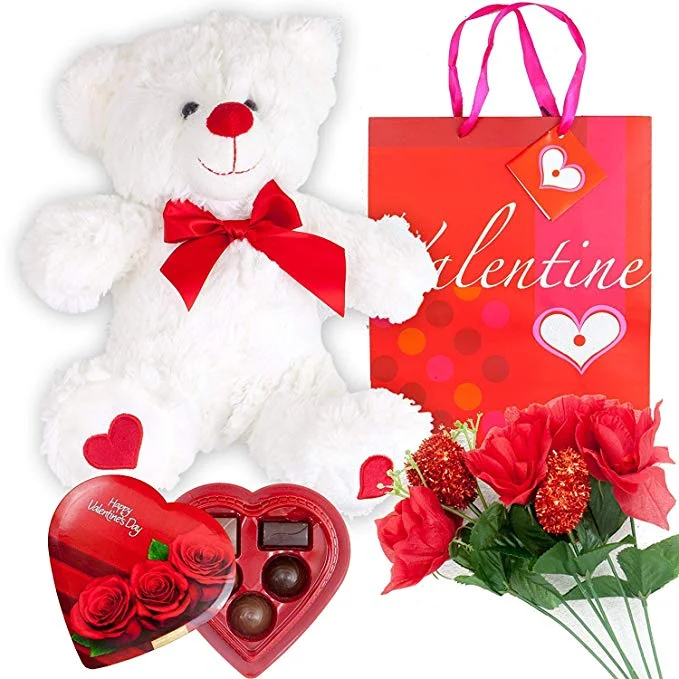 VALENTINES BEAR, CHOCOLATE, & ROSES FOR $24.50